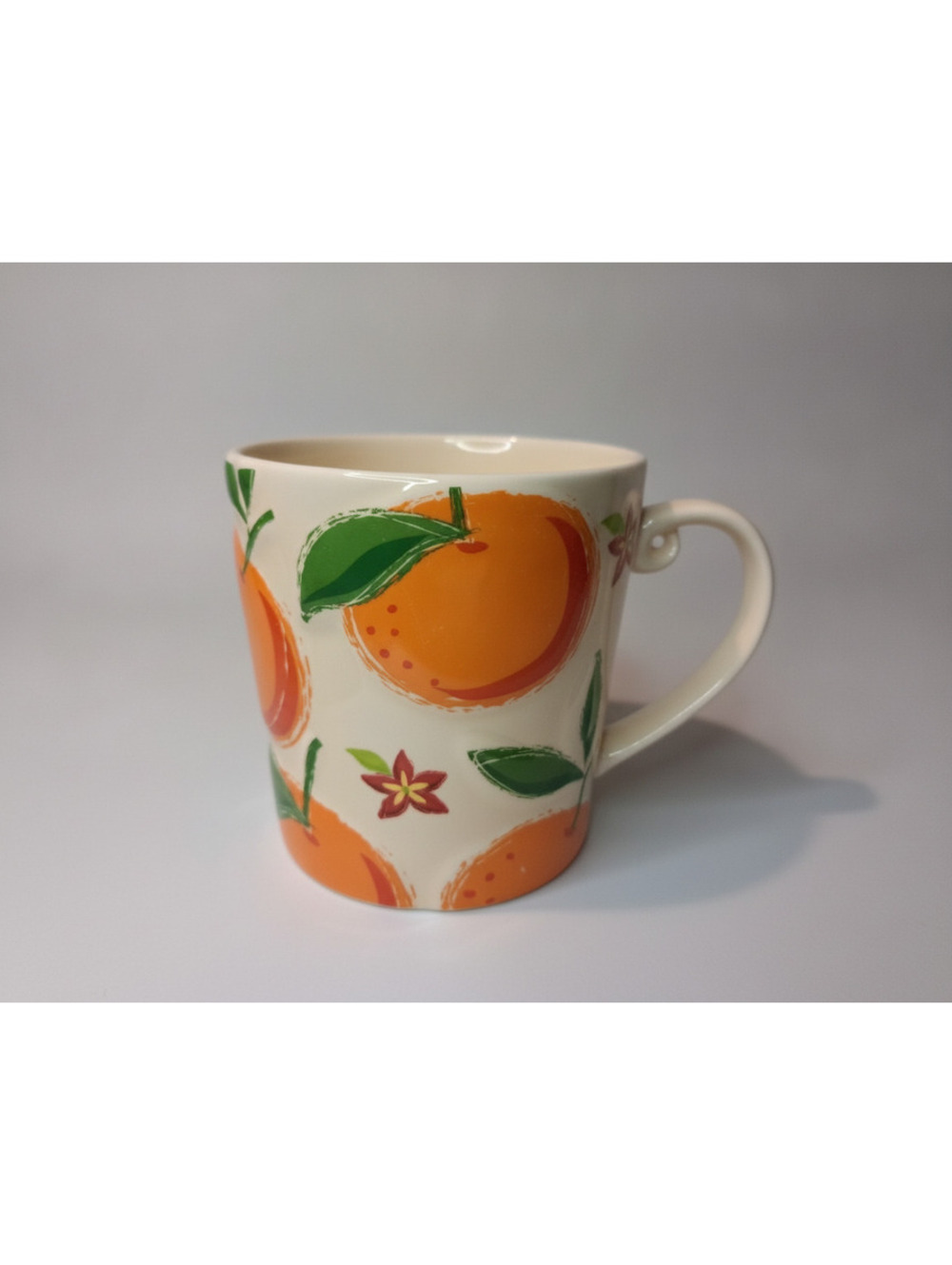Vintage 2006 Starbucks Embossed Tuscan Design Orchard Orange Citrus Mug 16 oz